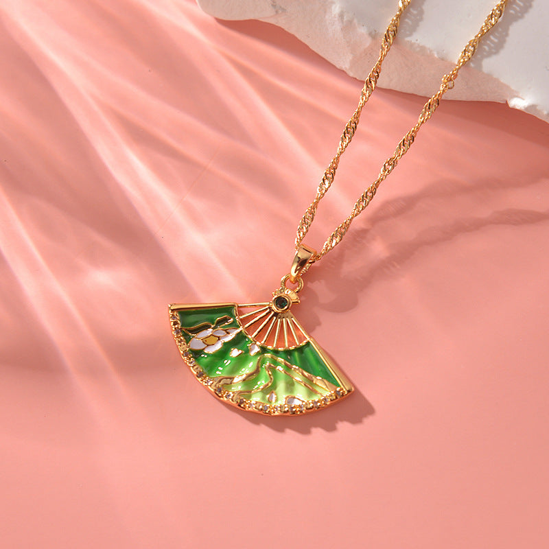 Wholesale Creative retro fan-shaped necklace
