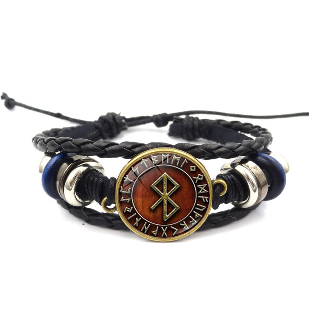 Wholesale Viking Compass Pattern Leather Bracelet Unisex Retro Punk Style Multi-Layer Handmade Fashion Accessory Gift