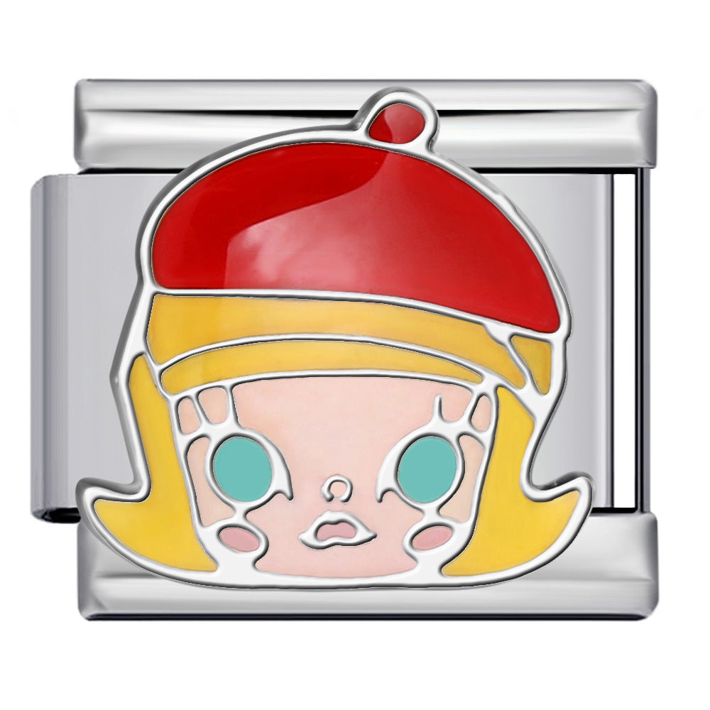 Wholesale 2pcs/pack  Italian Charm Bracelet 9mm DIY Splicing Anime Cute Cartoon Stainless Steel Composable Bracelet