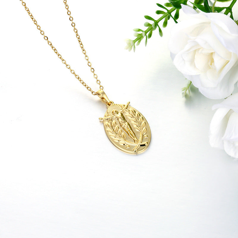 Wholesale Geometric Statue Pendant Necklace Gold-Tone Copper Alloy Fashion Accessory for Party Gift
