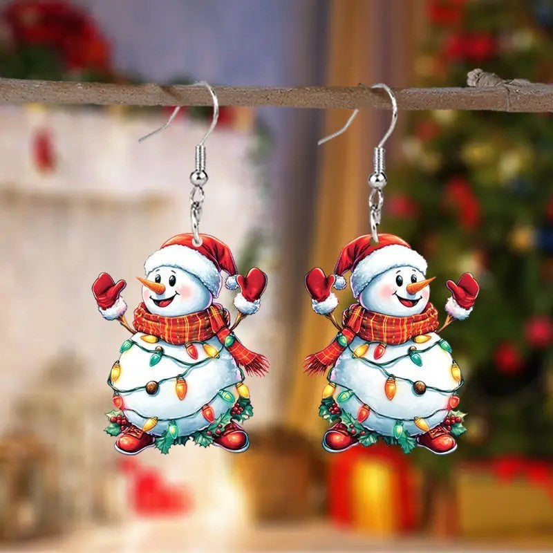 Wholesale Pink f Snowman Acrylic Earrings