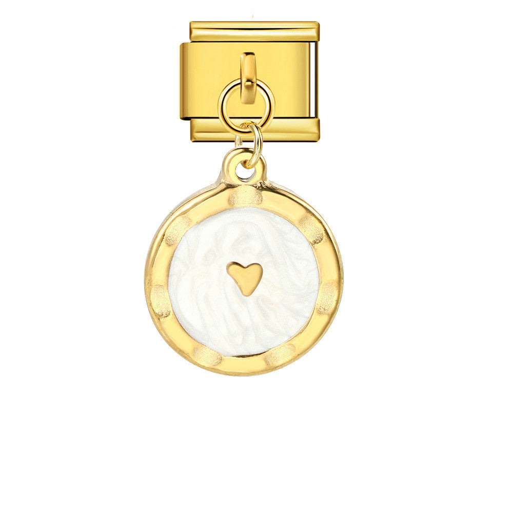 Wholesale Italian Charm Bracelet 9mm DIY Splicing Gold and Silver Round Pendant Stainless Steel Composable Bracelet