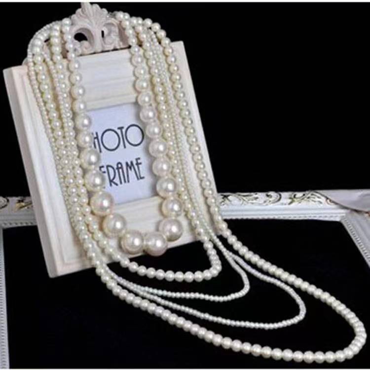 Wholesale Multi-layer Glass Pearl Long Necklace