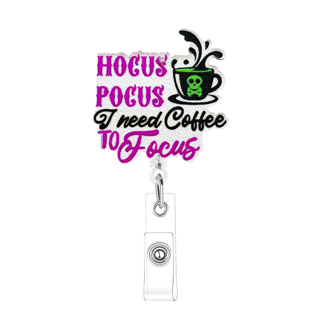 Wholesale Halloween Acrylic Printed Pumpkin Bat Easy Pull Badge Reels Keychains ACC-KC-XinDing006