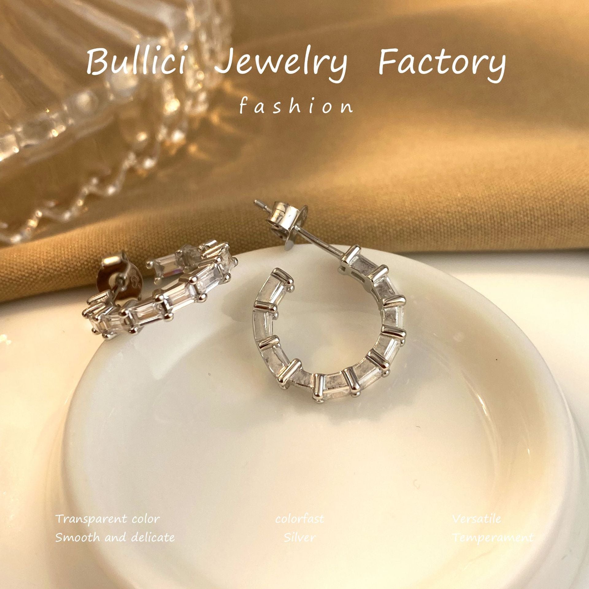 Wholesale  925 Sterling Silver Elegant Earrings  C- shaped Earrings