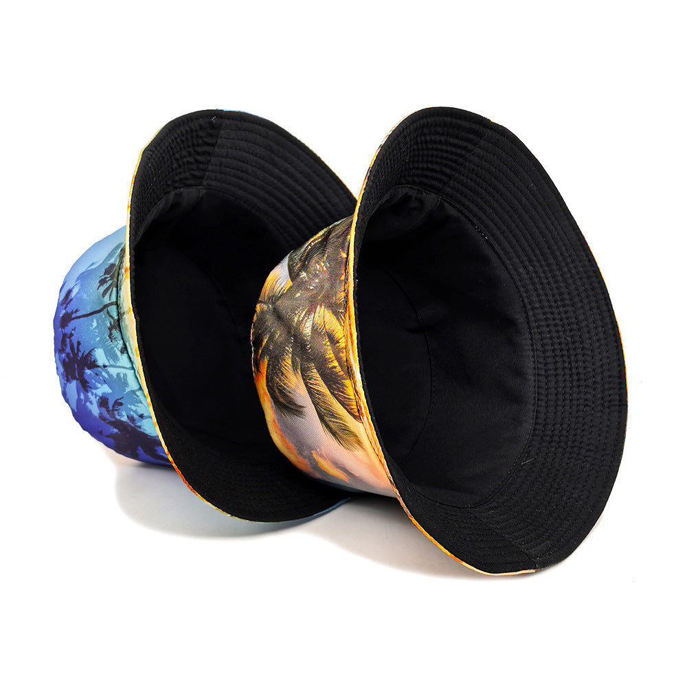 Wholesale  Coconut Tree Pattern Fisherman's Hat Bucket Hat