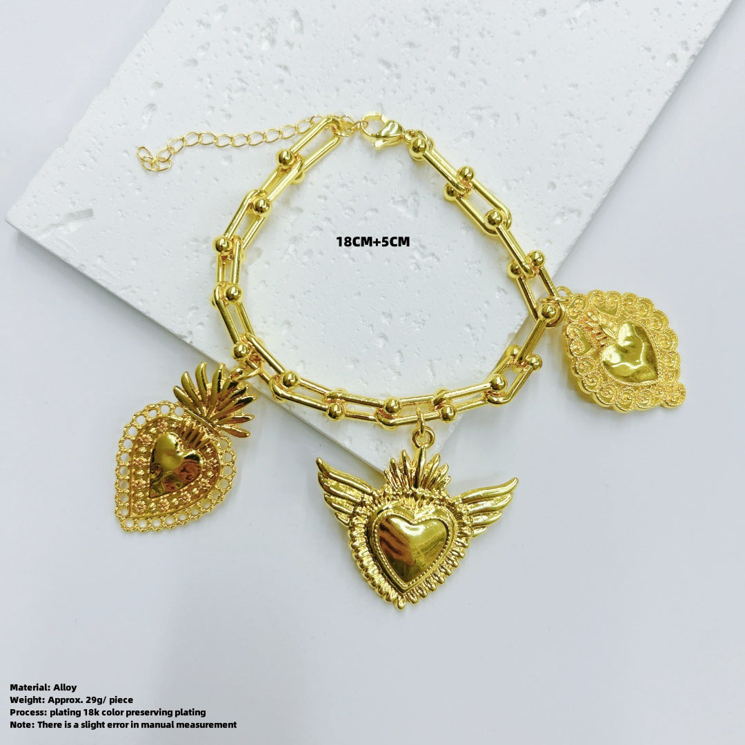 Wholesale  Retro Wings Love Heart &  Butterfly &  Five-pointed Star Horseshoe Bracelet