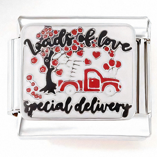 Wholesale Italian Charm Bracelet 9mm DIY Splicing Green Pink Heart Flower Stainless Steel Composable Bracelet