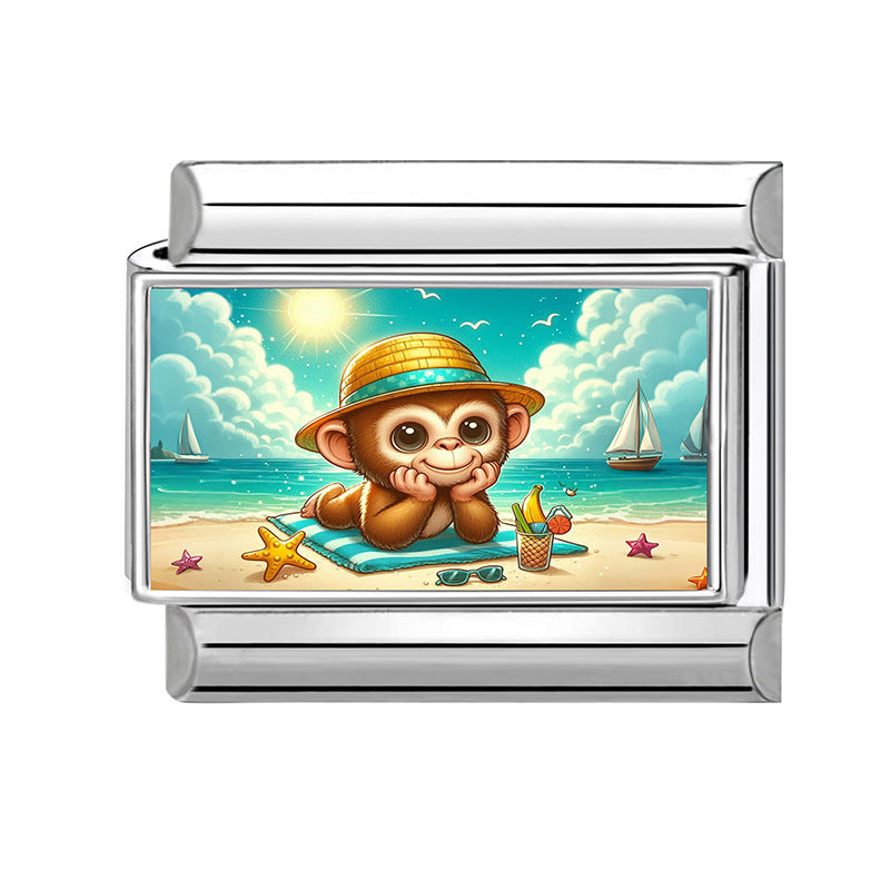 Wholesale Cartoon Monkey Modular Bracelet Stainless Steel Jewelry Accessory Gift Idea