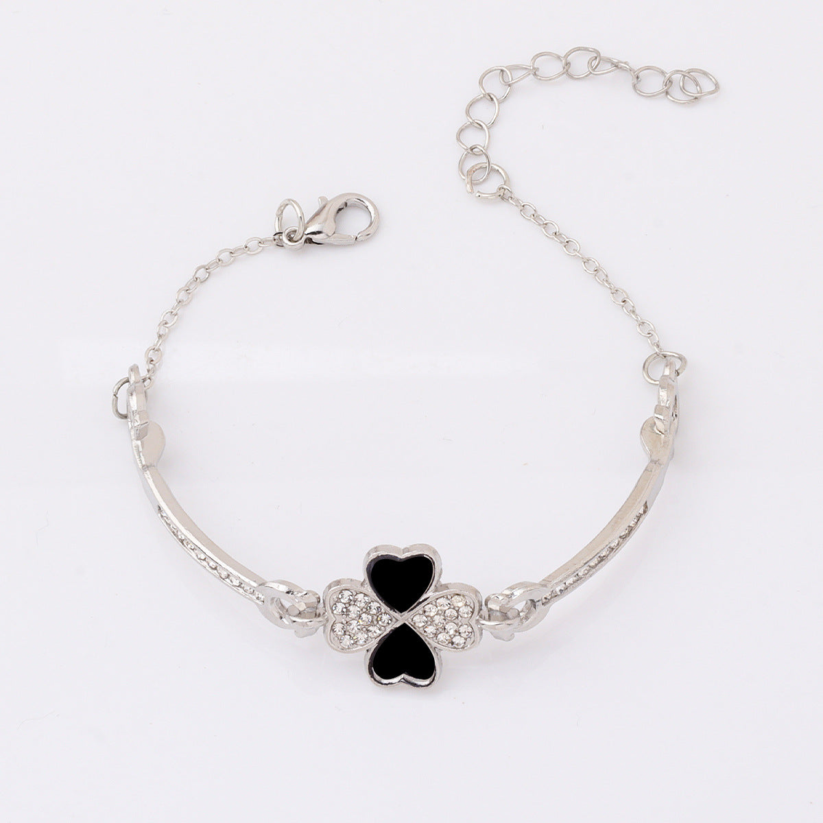 Wholesale Trendy Four-Leaf Clover Crystal Women' s Bracelet Gold Alloy Electroplated Jewelry Accessory ACCVIP