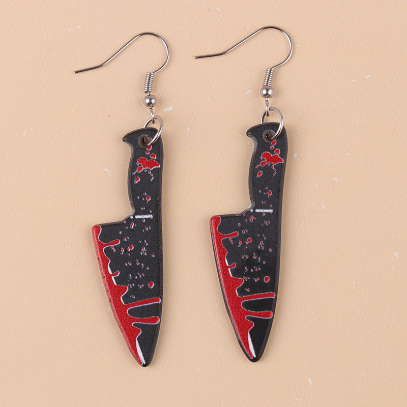 Wholesale  Halloween Acrylic Earrings Blood Mirror Dagger Chopper Axe Earrings