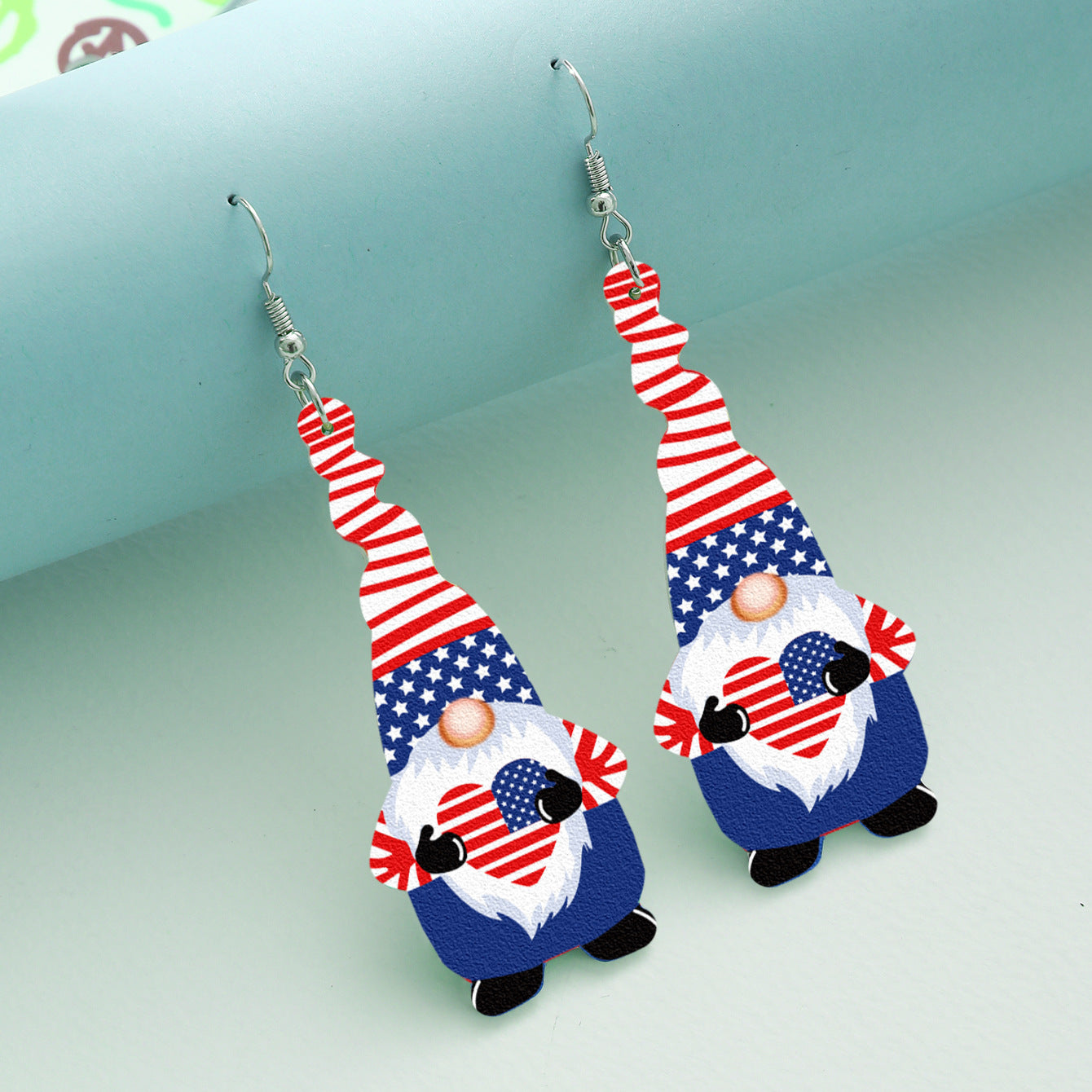 Wholesale Independence Day Dwarf Stars and Stripes Acrylic Earrings