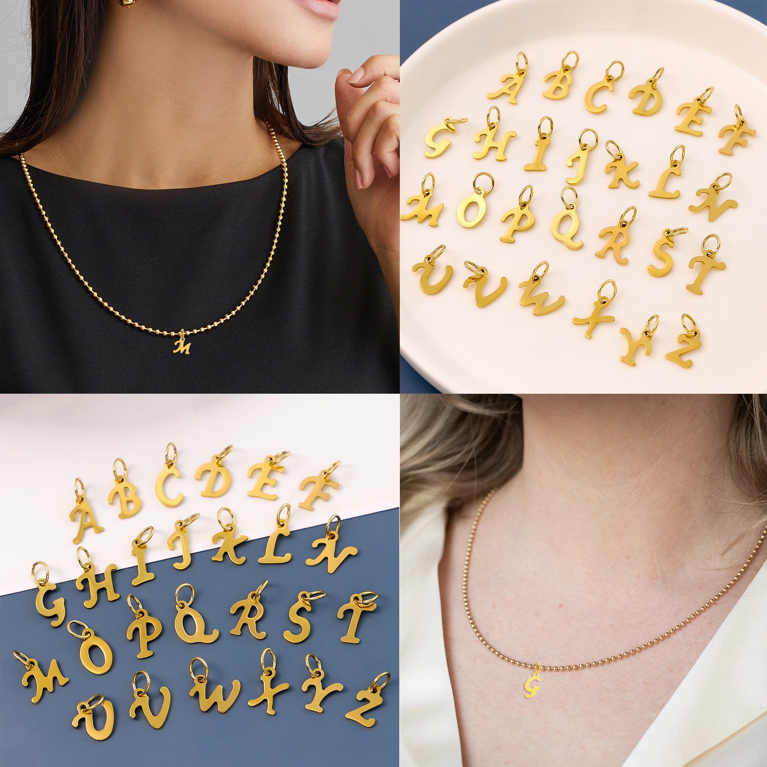 Wholesale 26 English letters stainless steel letter pendant