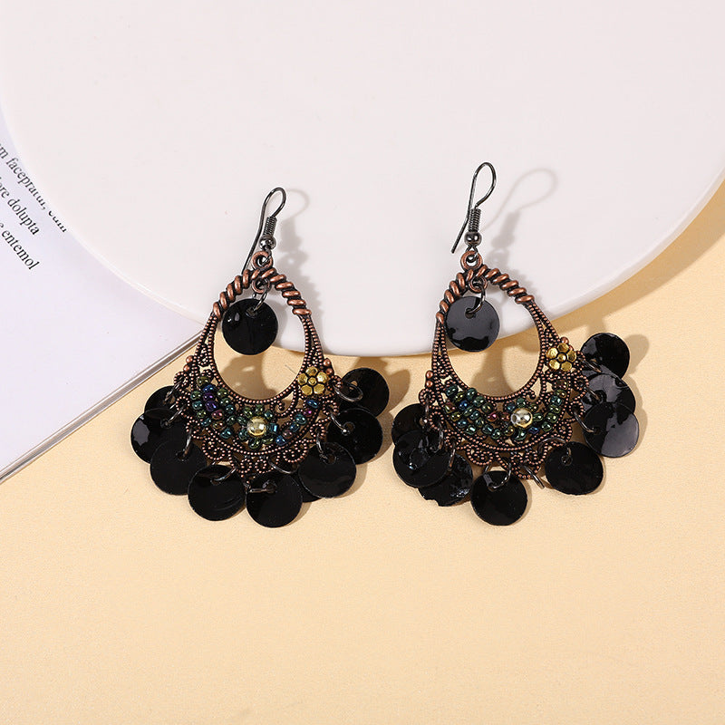 Wholesale Bohemian Ethnic Shell Drop Earrings,  Metal Fashion Accessory for Women