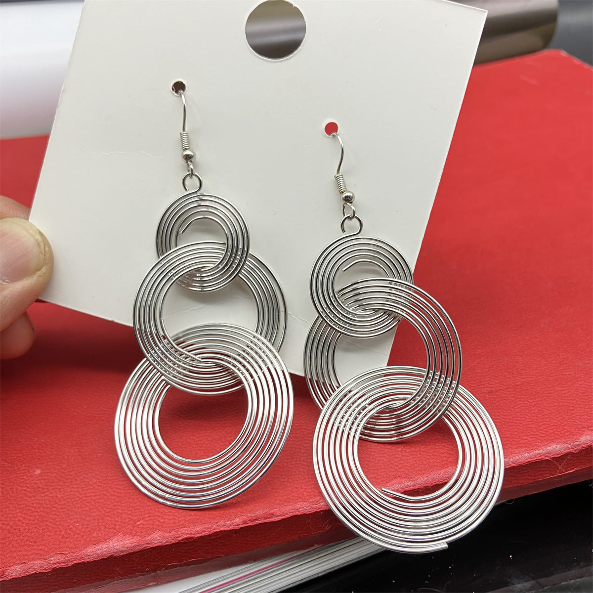 Wholesale Metal Electroplated Round Hoop Exaggerated Long Earrings ACC-ES-FX062