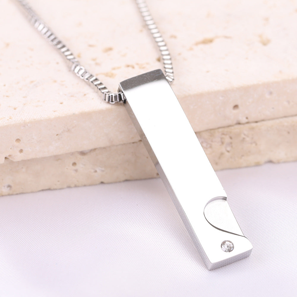 Wholesale  couple  smooth long hollow love laser Logo lettering necklaces