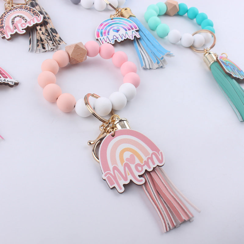 Wholesale Silicone Beaded Tassel Wrist Keychain ACC-KC-GuangTian012