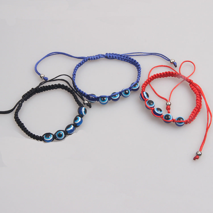 Wholesale Turtle Elephant 9 Round Beads Blue Eyes Red Rope Woven Adjustable Bracelet