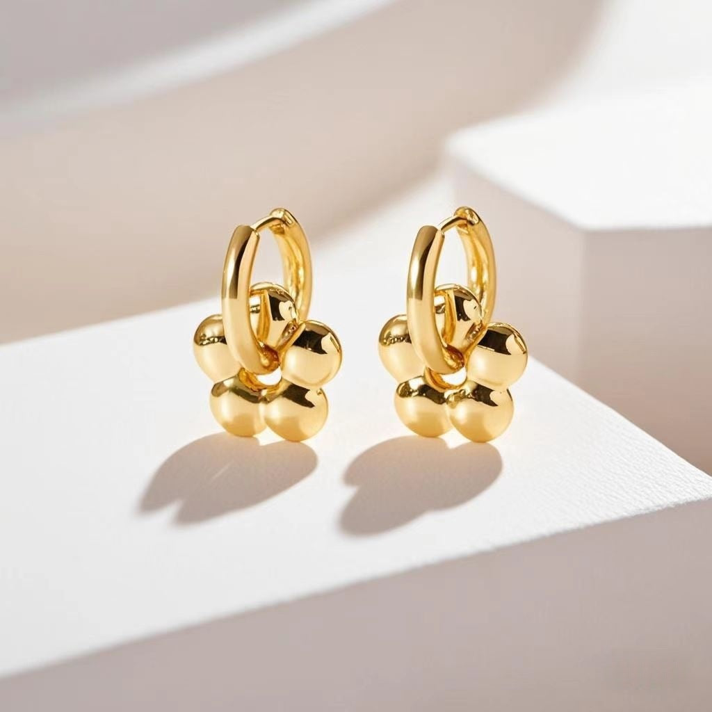 Wholesale Love Elegant Earrings Ear Buckle Titanium Steel Star Moon Geometric Earrings Light Luxury Earrings