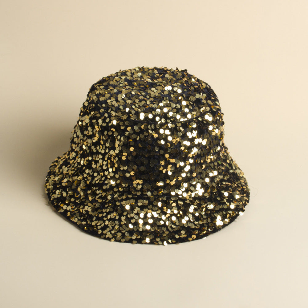 Wholesale Sequined Bucket Hat Elegant Bucket Hat Foldable To Cover Face ACC-HT-HeiYang002