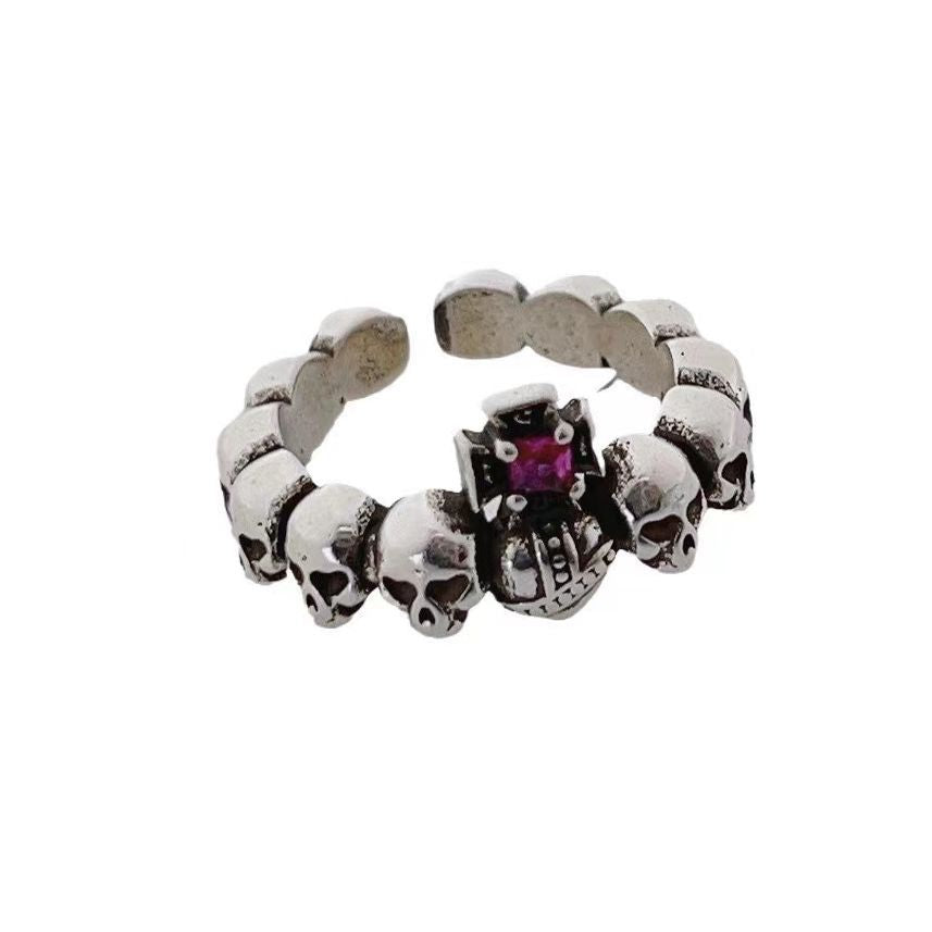 Wholesale Zinc Alloy Skull Heart Ring Vintage Style Electroplated Jewelry Accessory
