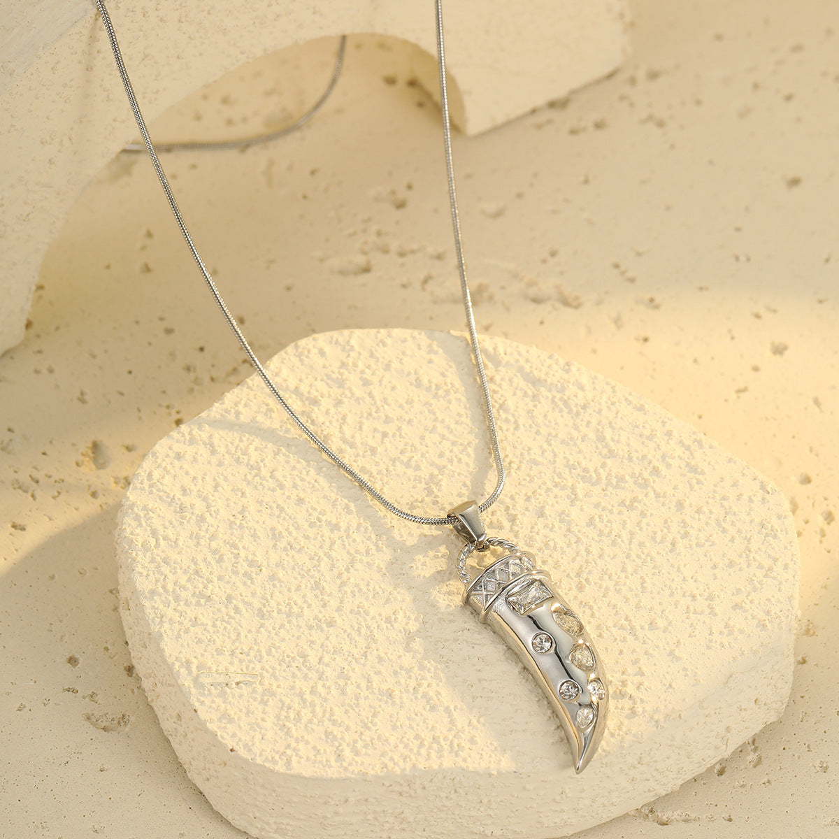 Wholesale  Colorful Zircon Necklace Stainless Steel Clavicle Chain