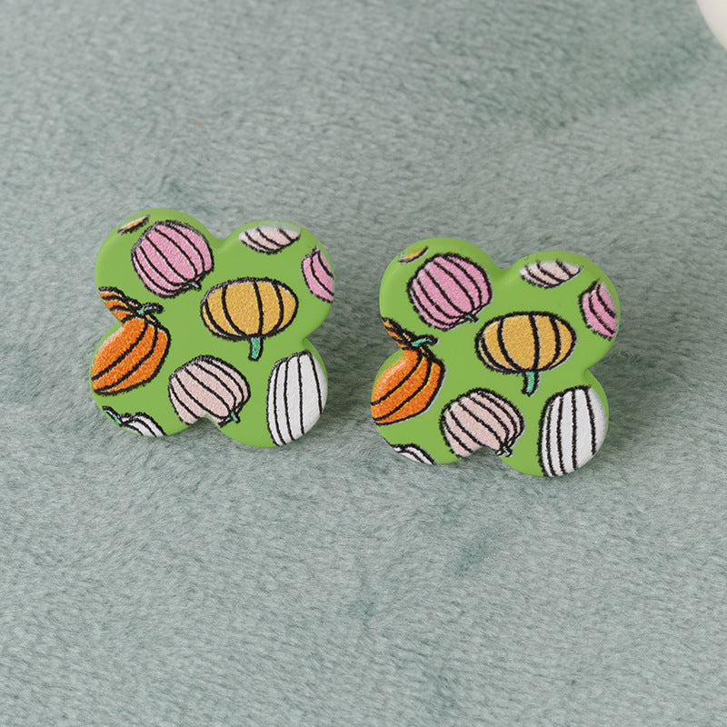 Wholesale   Ghost Bat Geometric Flowers Acrylic Earrings