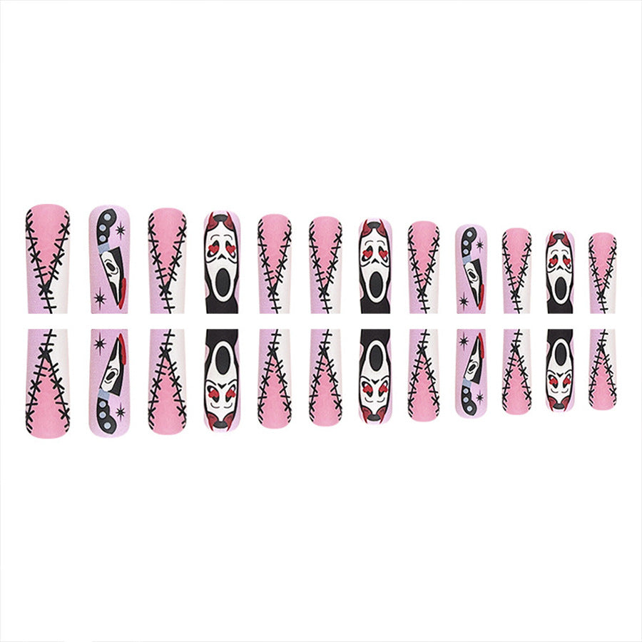 Wholesale 24 Pieces/box Halloween Long Frosted Ballet Nails Press-on Nails Kits Nail Stickers ACC-NS-GuaiXL117