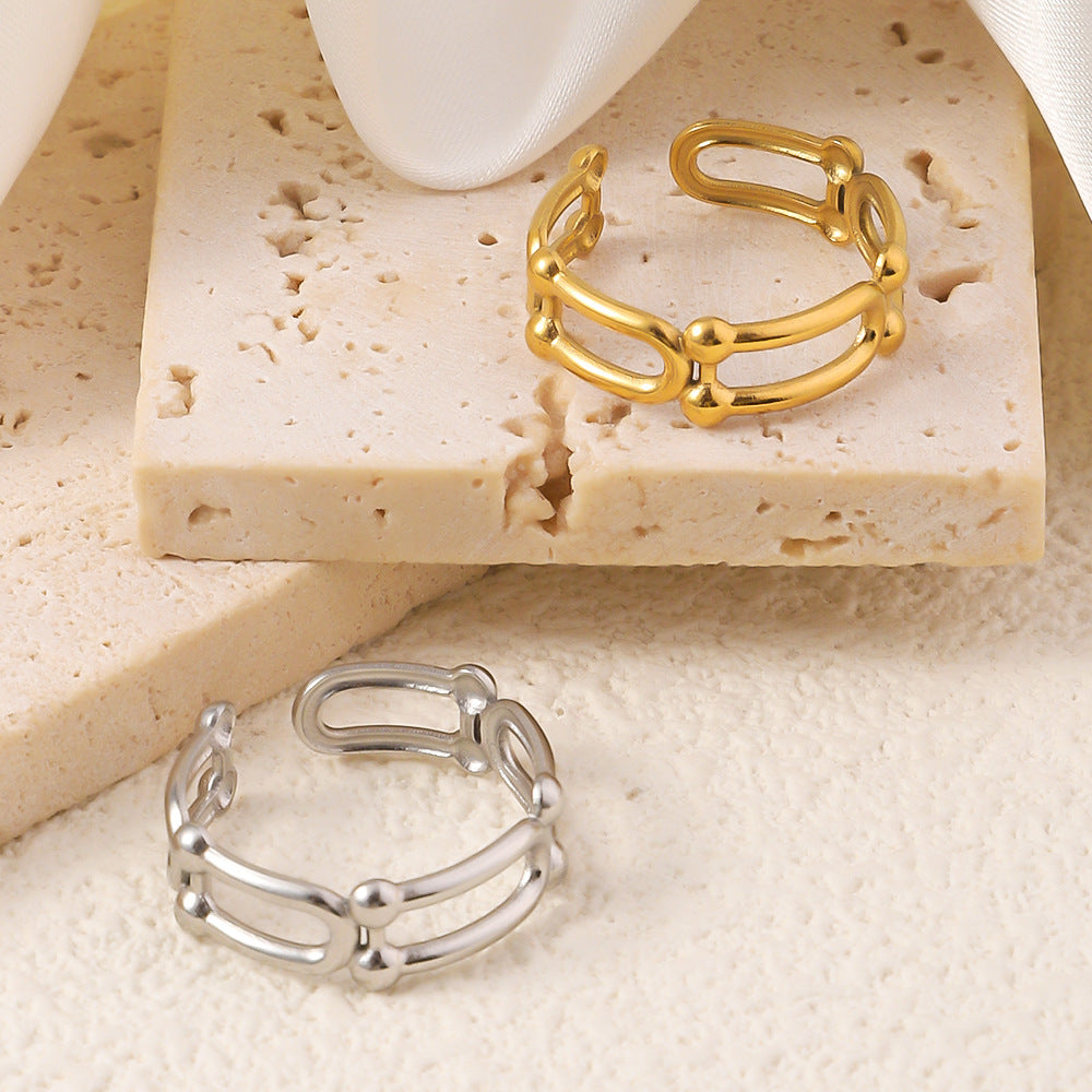 Wholesale Titanium Steel  Ring Opening Ring U-Shaped Retro Ring