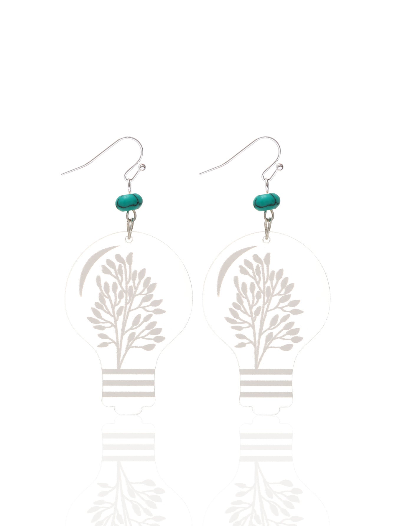 Wholesale Transparent Acrylic Skull Love White Printed Earrings