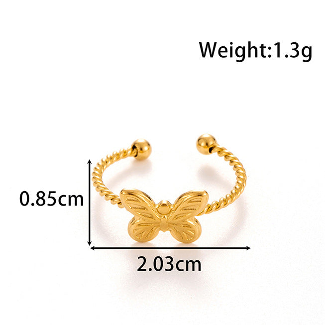 Wholesale Titanium Steel Love Heart-shaped Bow  Cute Sweet Opening Adjustable Ring