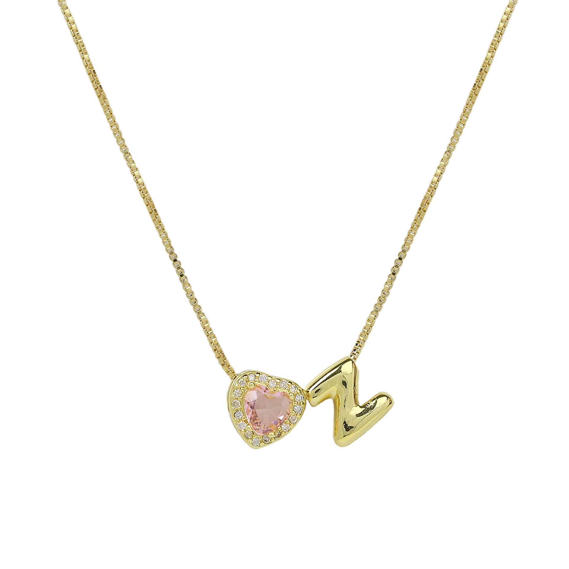 Wholesale Cute bubble 26 English letters love heart clavicle necklace