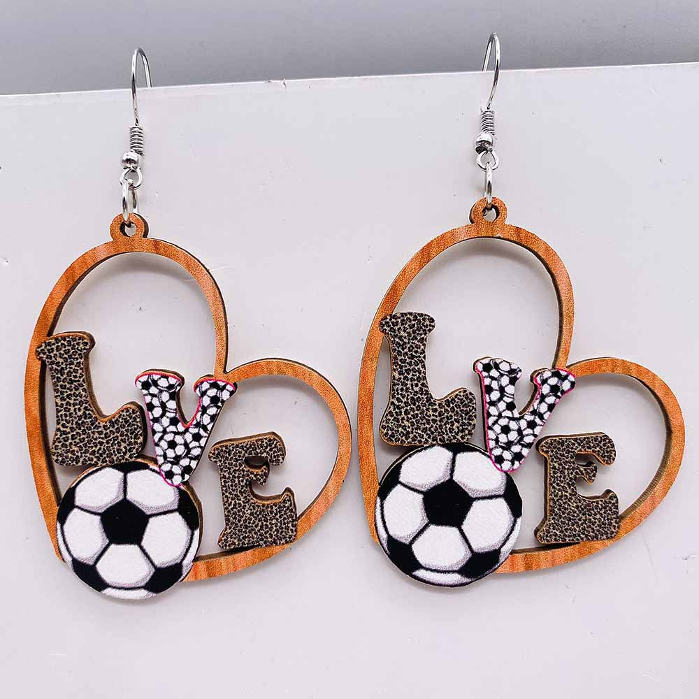 Wholesale Baseball Basketball Football Volleyball Vintage Wooden Earrings
