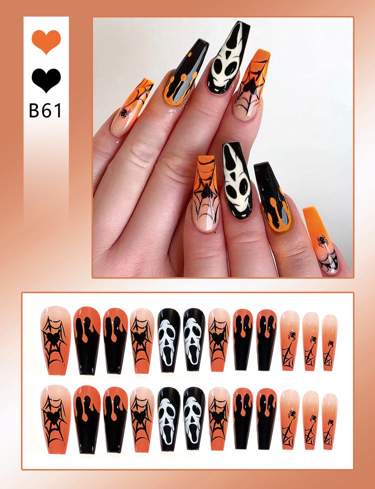 Wholesale 24 Pieces/box Halloween Ghost Skull Nails Kits Nail Stickers ACC-NS-DiNa010