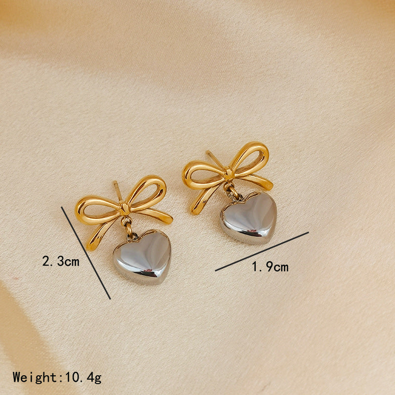 Wholesale 18K Gold Stainless Steel Love Pendant Earrings Heart Shaped Necklaces ACC-NE-GuDi015
