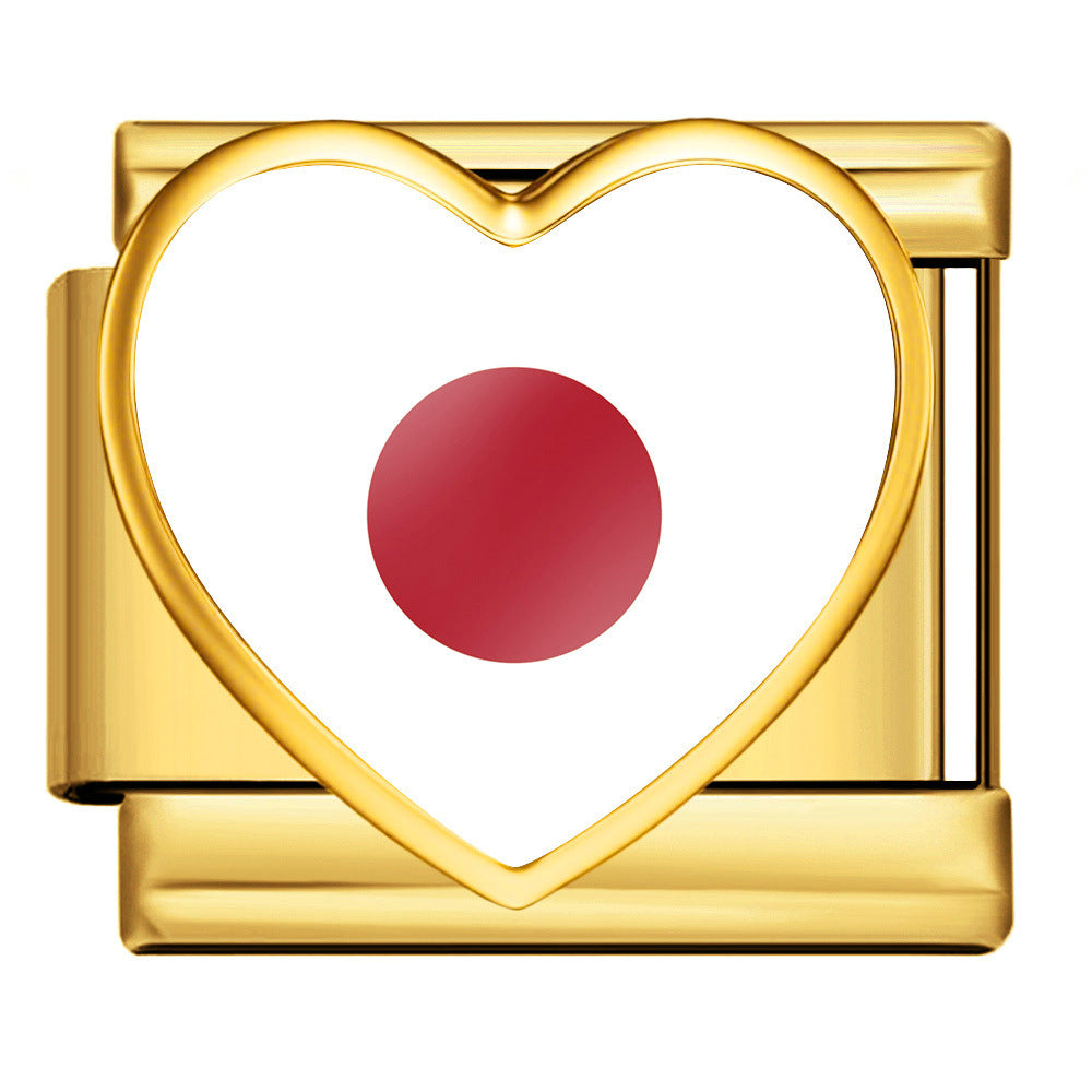 Wholesale Gold Plated Stainless Steel DIY Modular Bracelet With Heart Italy Flag Design Party Jewelry Accessory For Women