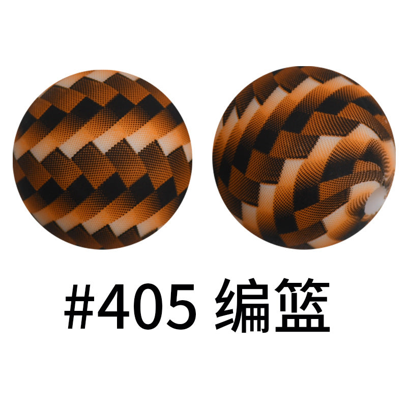 Wholesale 50pcs 15mm Western Style Leopard Skull Color Aztec Printed Silicone Balls Beads ACC-BDS-HeSheng002