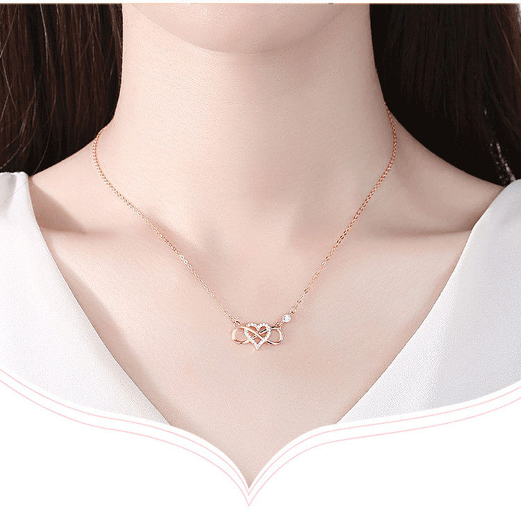 Wholesale S925 sterling silver 8-word heart-shaped necklace love necklace