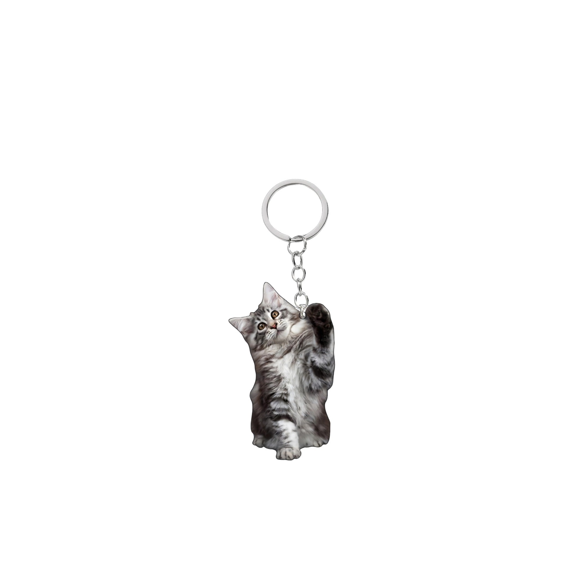 Wholesale Acrylic black and white tuxedo cat key chain double-sided design pet key ring ornament