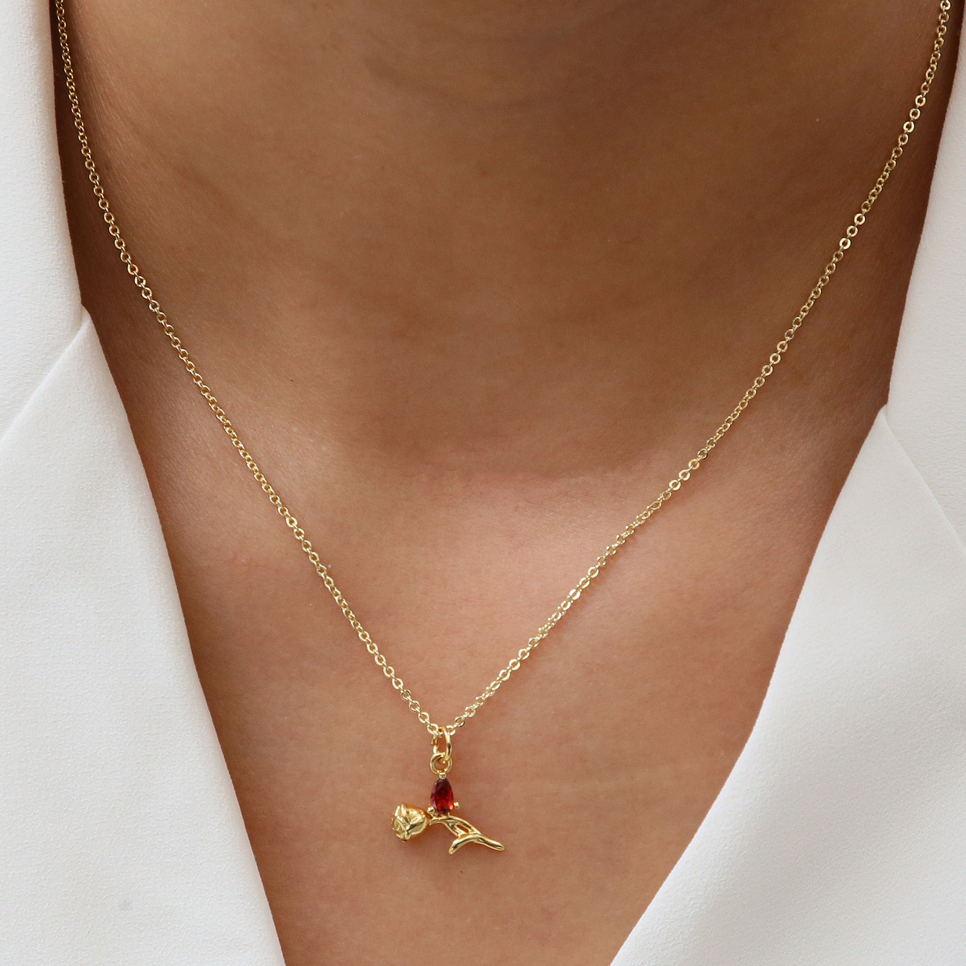 Wholesale Zircon Rose Multicolor Pendant Necklace