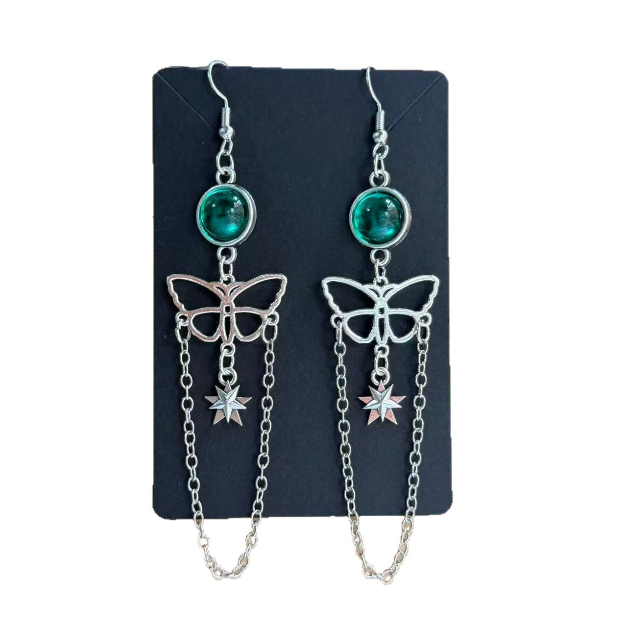 Wholesale Dark Gothic Butterfly Net Tassel Earrings Alloy Fashion Accessory for