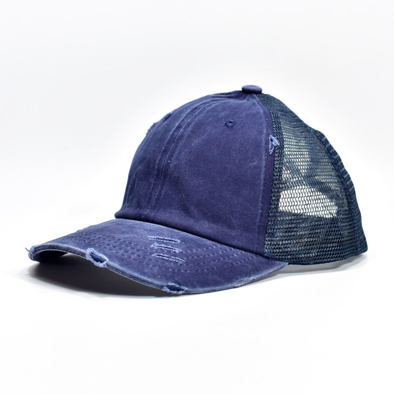 Wholesale Mesh Hat Cotton Ripped Ponytail Baseball Cap ACC-HT-XinMao001