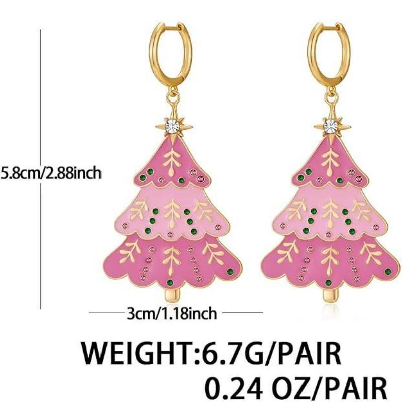 Wholesale Pink Girls Christmas Tree Earrings