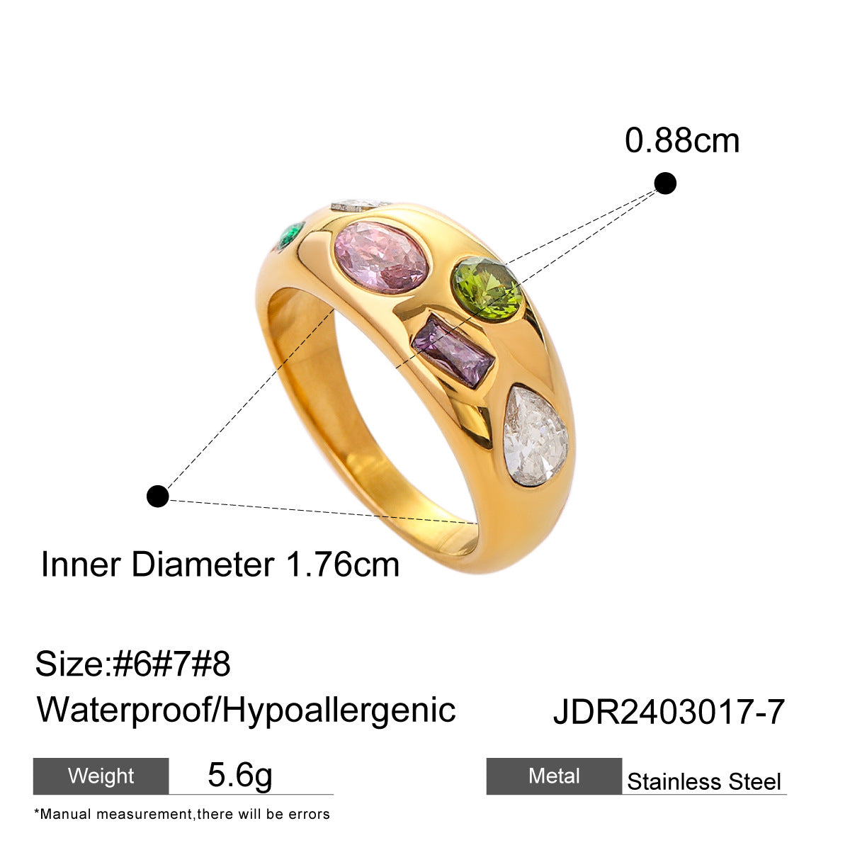 Wholesale Stainless Steel Zircon Retro Ring