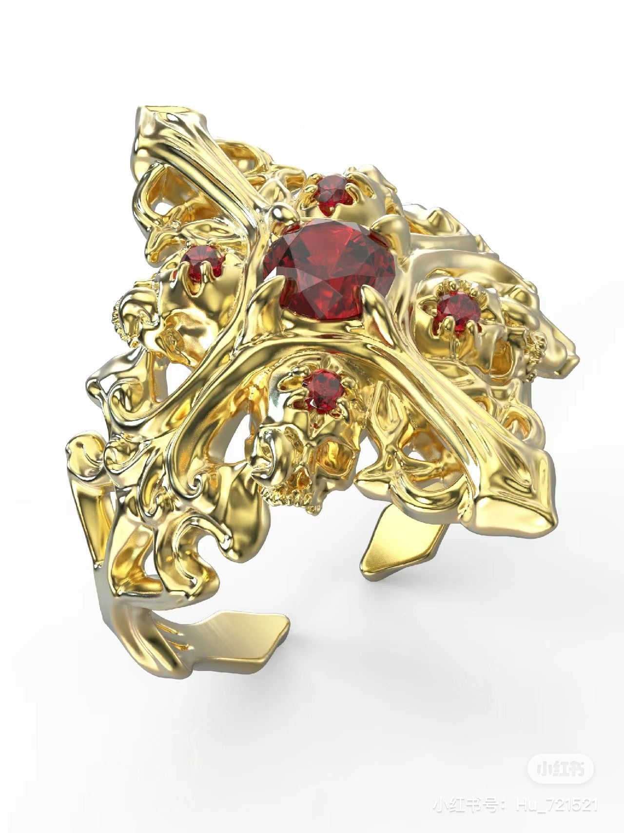 Wholesale cross diamond red open adjustable ring