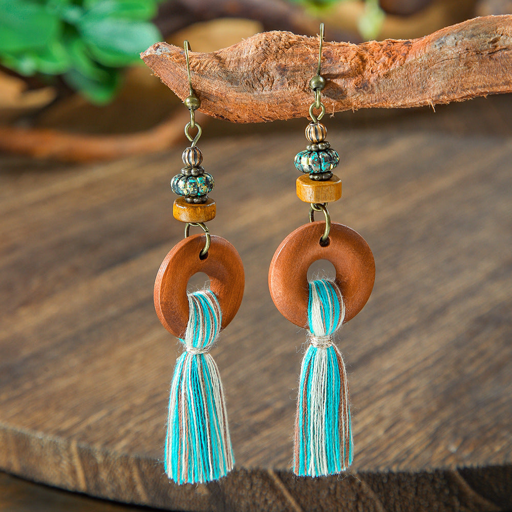 Wholesale Bohemian Tassel Earrings,  Handmade Beaded Alloy Earrings for Seaside Vacations,  Trendy Jewelry Accessory