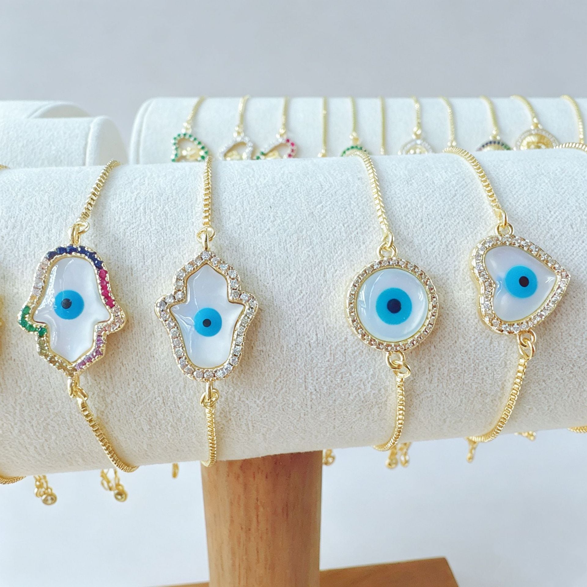 Wholesale Vintage Evil Eye Bracelet Gold Plated Copper Fashion Jewelry Gift for Women