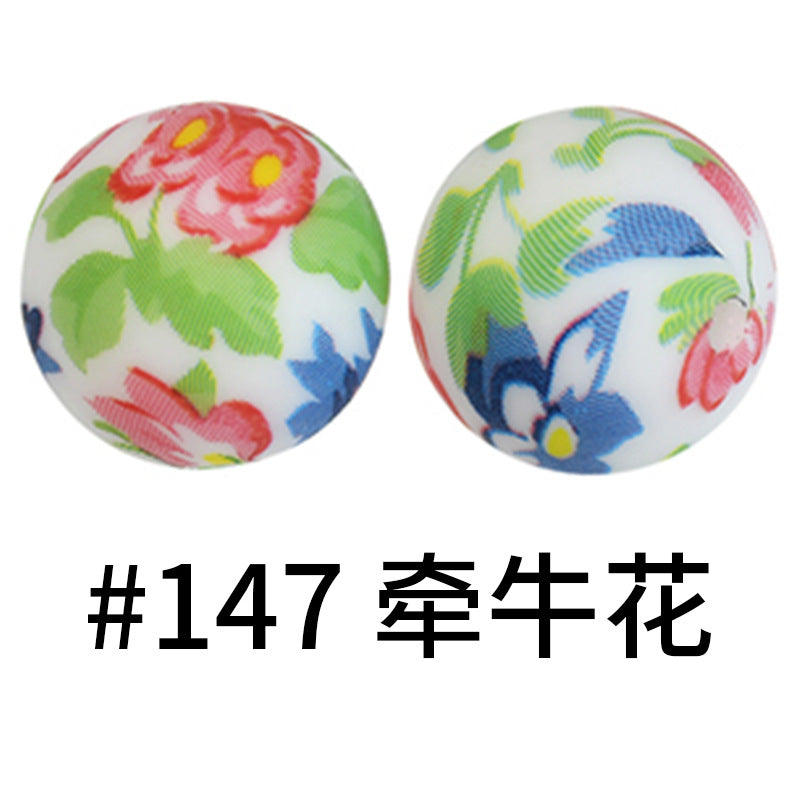 Wholesale 50pcs 15mm Western Style Leopard Skull Color Aztec Printed Silicone Balls Beads ACC-BDS-HeSheng006