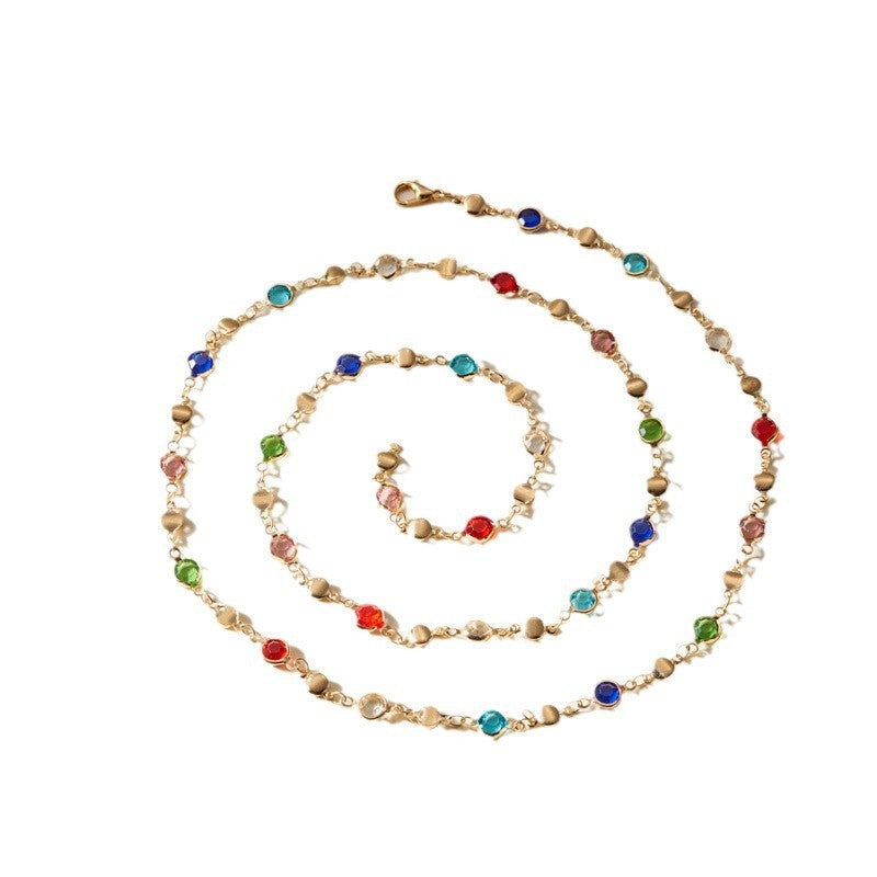 Wholesale Colorful metal chain tassel necklace