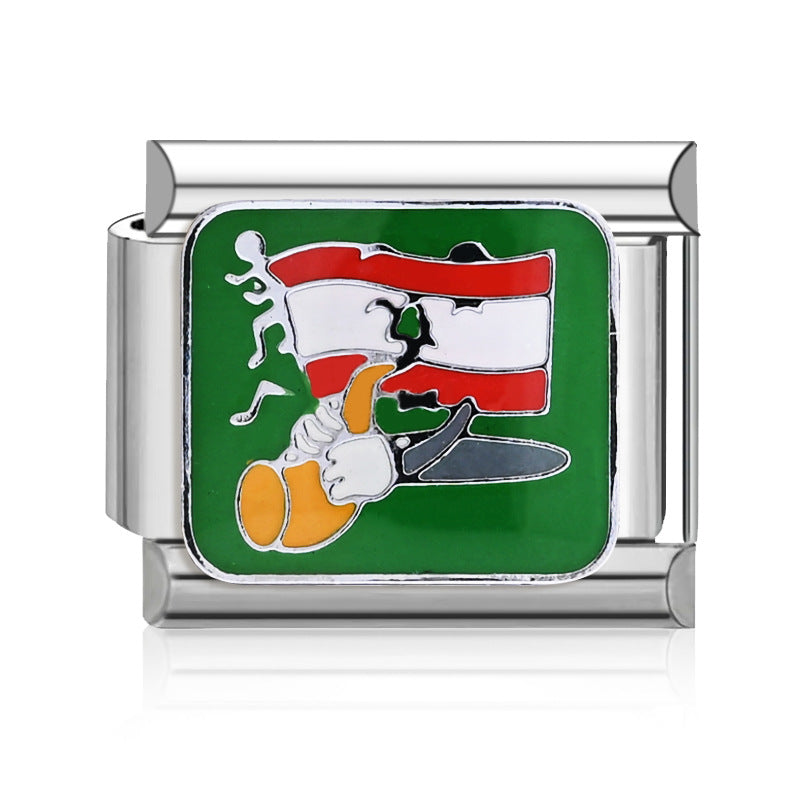 Wholesale  9mm Italian Charm Starter Bracelets DIY square Single Section Creative Stainless Steel Composable Bracelet